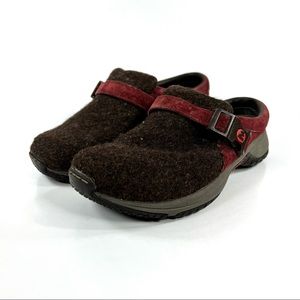 Merrell Encore Groove Wool Earth Wool Burgundy & Brown Slip On Comfort Clogs